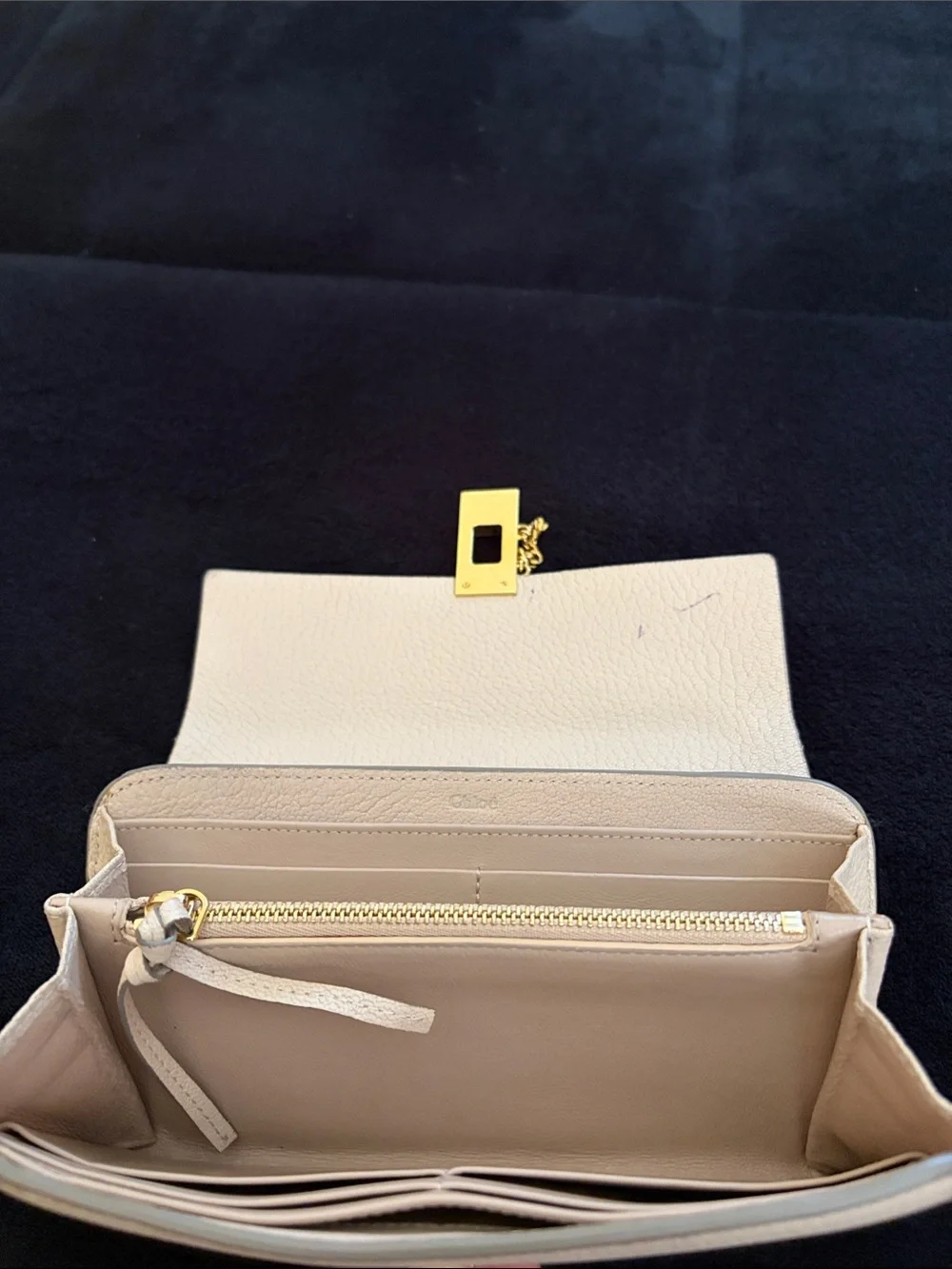Chloe Cream Leather Chain-Accent wallet